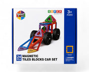 24-Piece Magnetic Tile Building Set with Large Wheels
