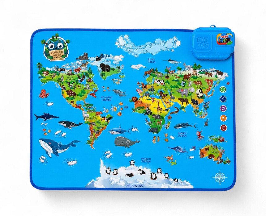 Interactive Talking World Map Animal Learning Poster