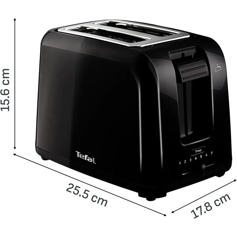 Vita 2-Slice Toaster, 800W, Black Toaster Vita 2-Slice Toaster, 800W, Black Vita 2-Slice Toaster, 800W, Black Tefal