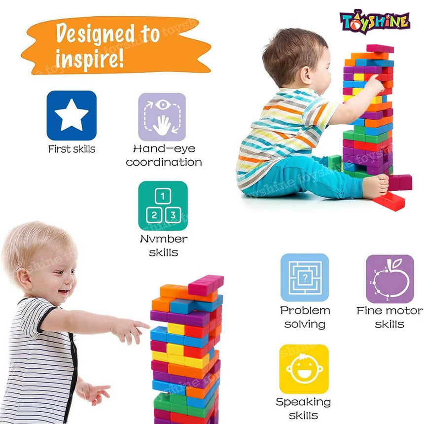 Colorful Tetris Jenga Block Stacking Game 47 Pieces