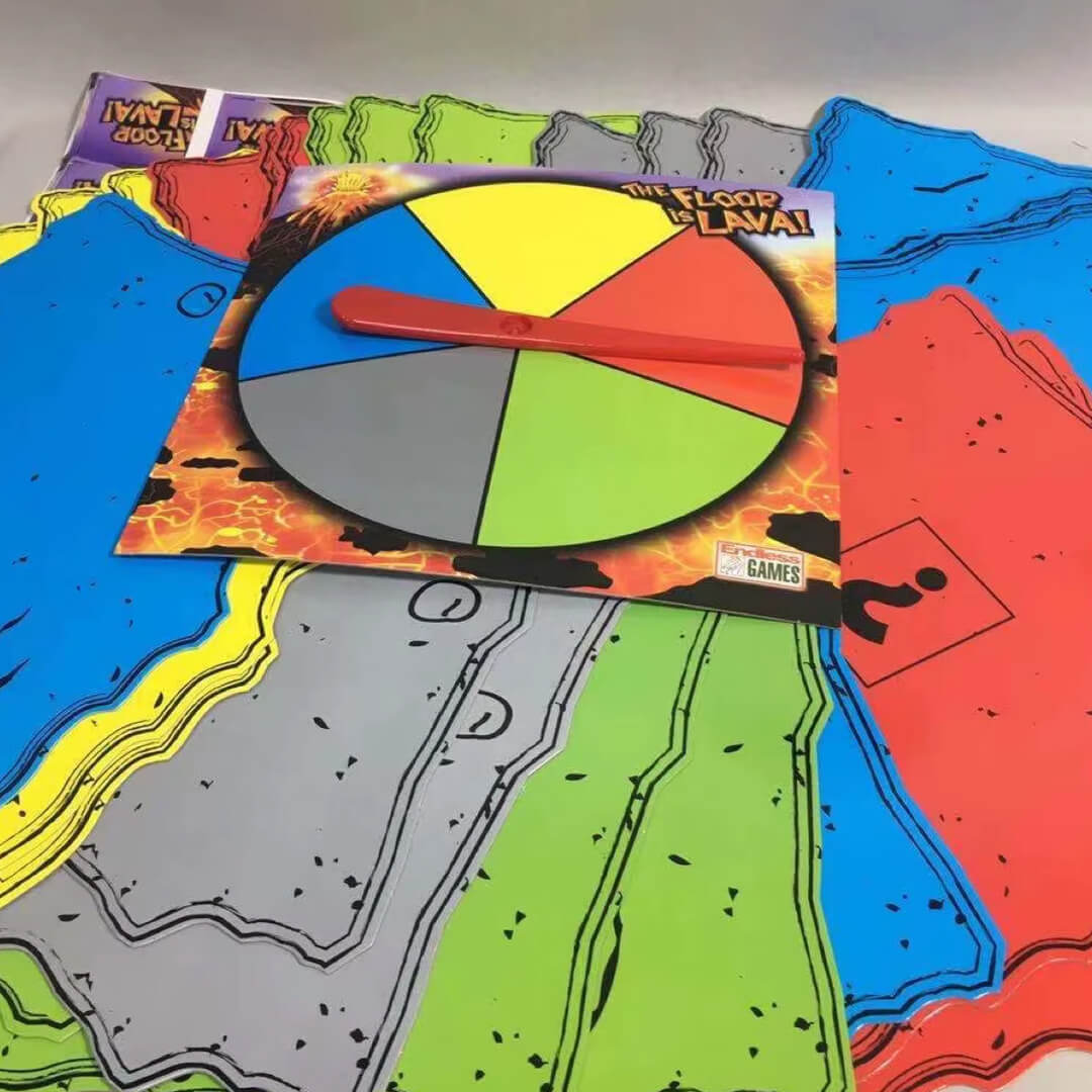 The Floor Is Lava game with spinner and challenge cards