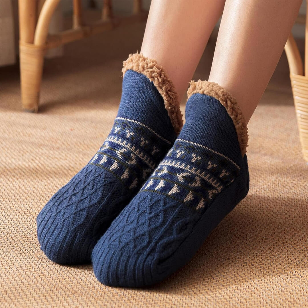 Cozy adult fleece slipper socks for cold winter days