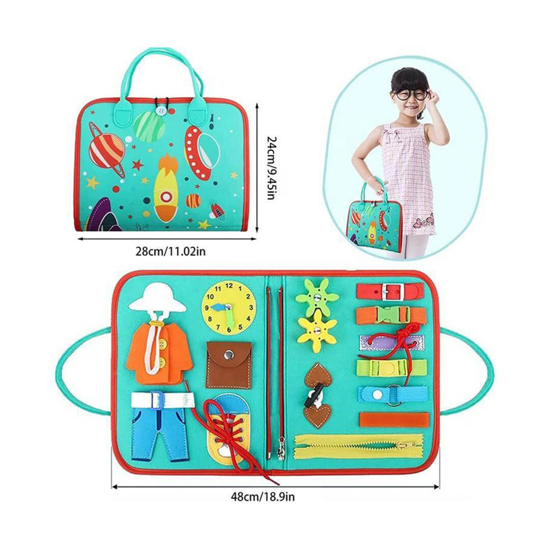 Colorful children's activity book with space theme