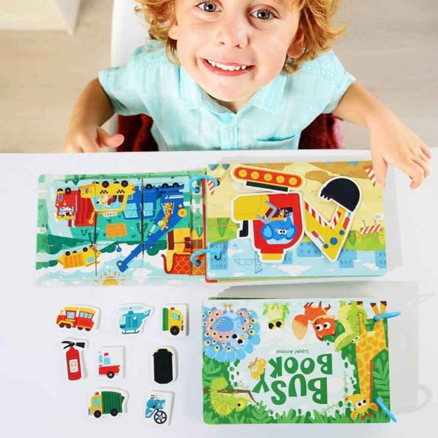 Preschool busy book for fine motor and cognitive skills
