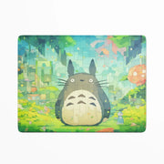 Puzzle with Totoro character in a colorful forest design