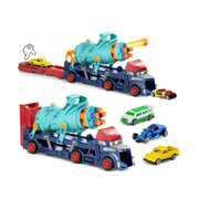 2-in-1 toy truck transport carrier with soft bullet shooter