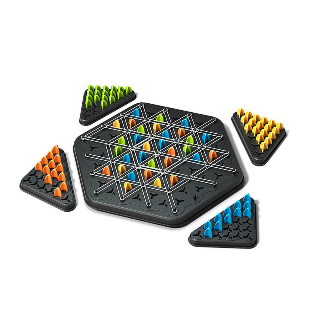 Colorful Triangle Chess board game with rubber bands