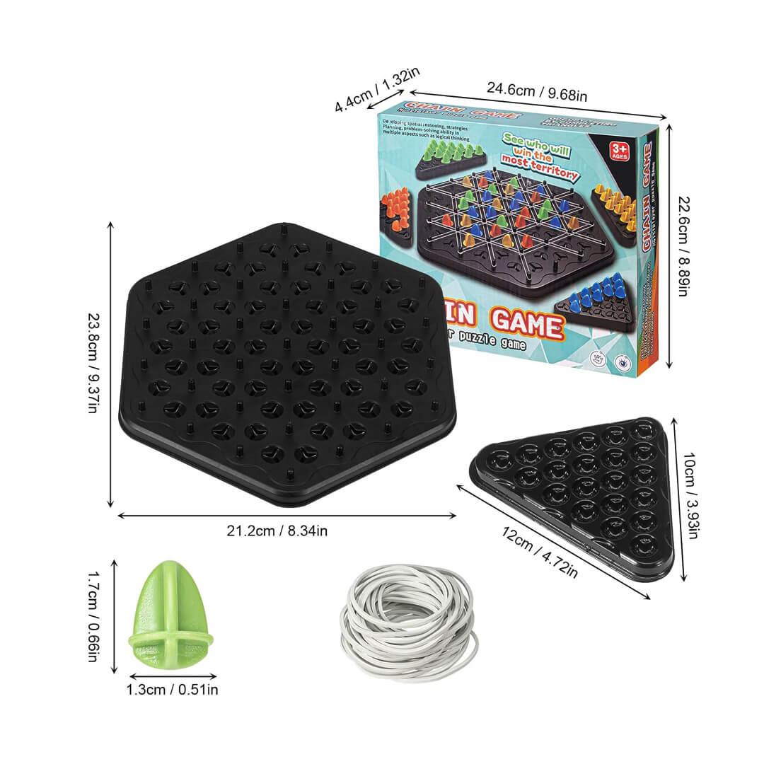 Rubber band triangle board game for 2 to 4 players