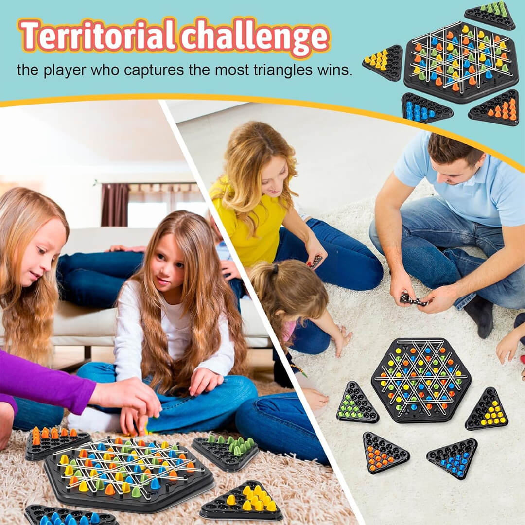 Family triangle strategy board game for kids and adults