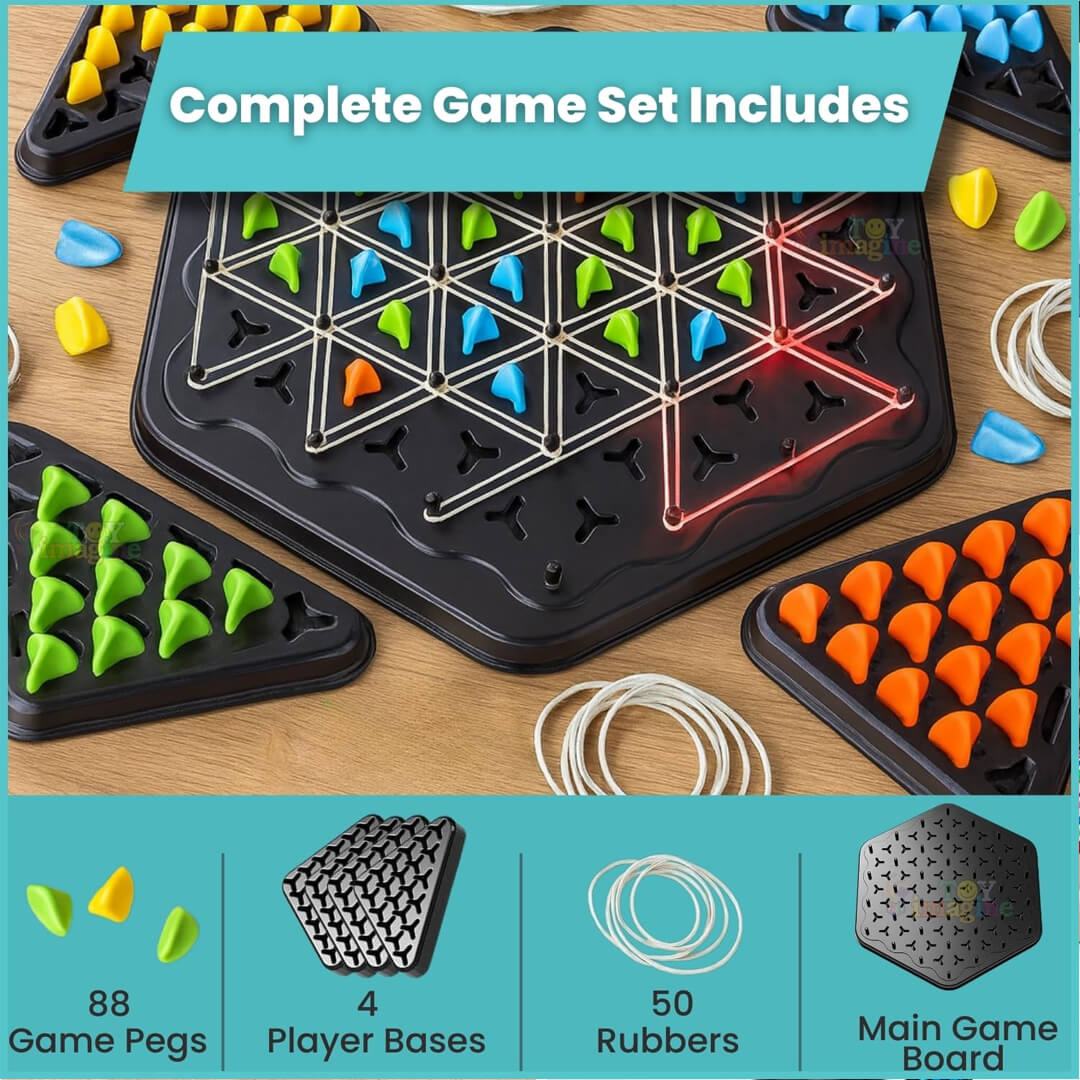 Kids rubber band geometry and strategy puzzle game
