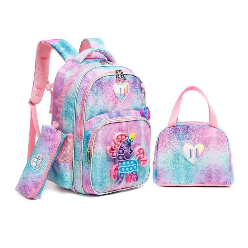 Unicorn Pop-It Backpack Set – 3 Pieces