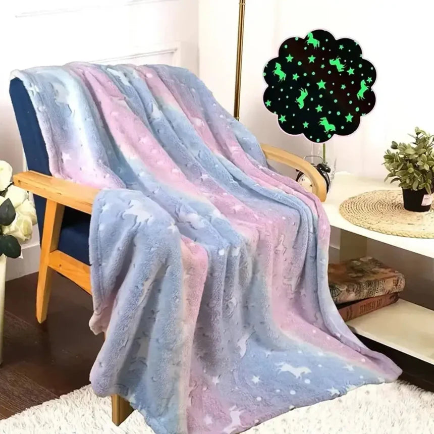 Plush pastel unicorn blanket for sleeping