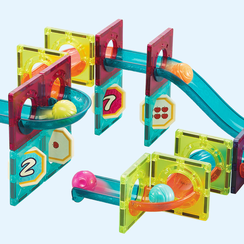 Magnetic Building Blocks & Marble Run Set - 125 Pieces