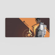 Mouse pad with character design and 'Valorant' branding on a gray background