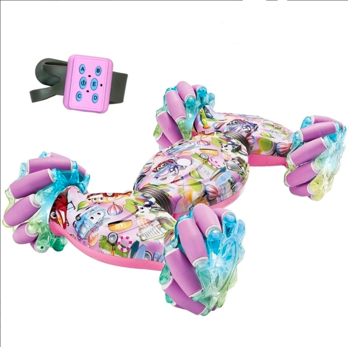 Pink double sided stunt car and wrist remote original product photo