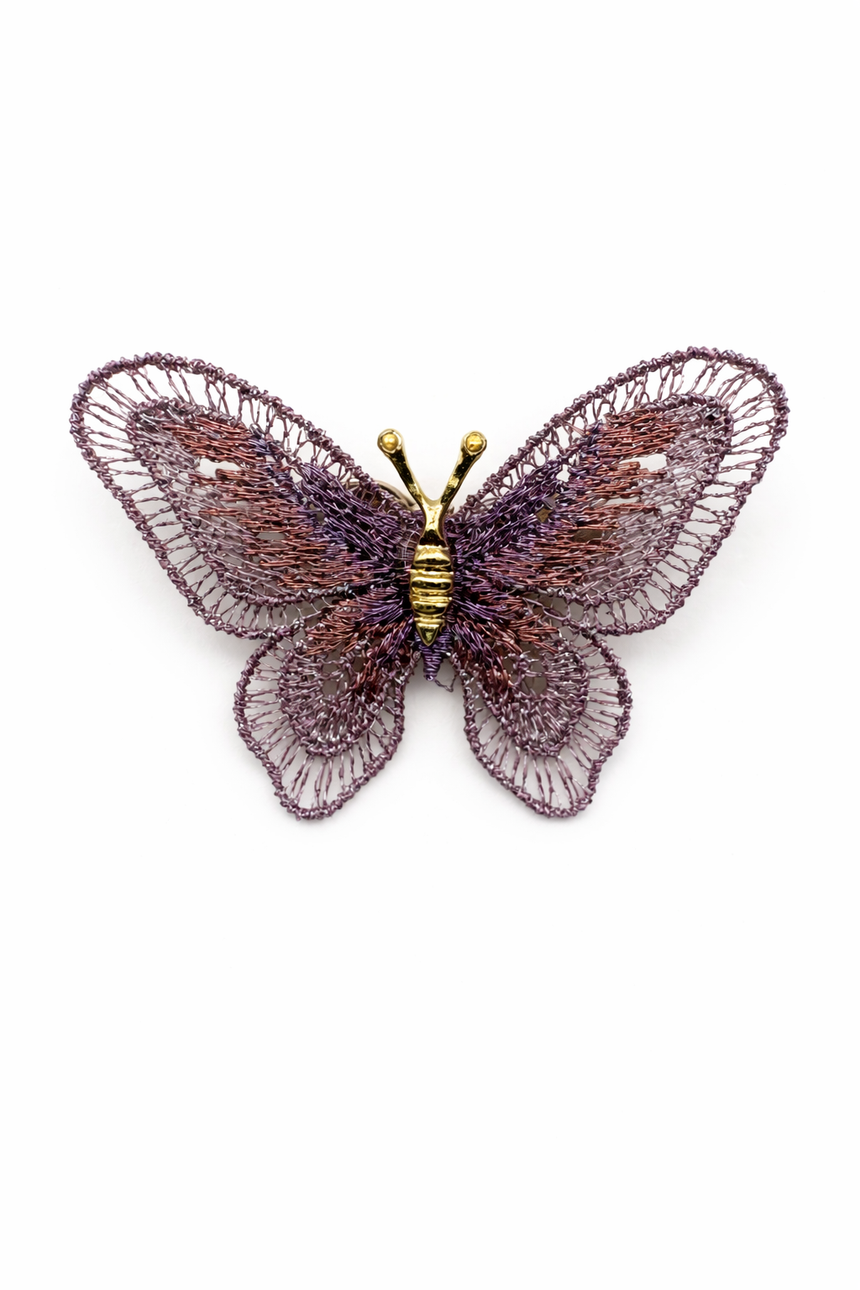 Vintage Style Two-Tone Woven Wire Butterfly Brooch Default Title Petit Détail Lebanon