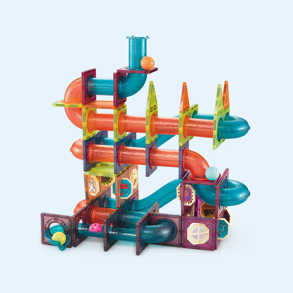 Magnetic Building Blocks & Marble Run Set - 125 Pieces