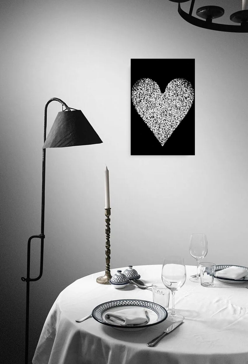 Black And Grey Heart Canvas