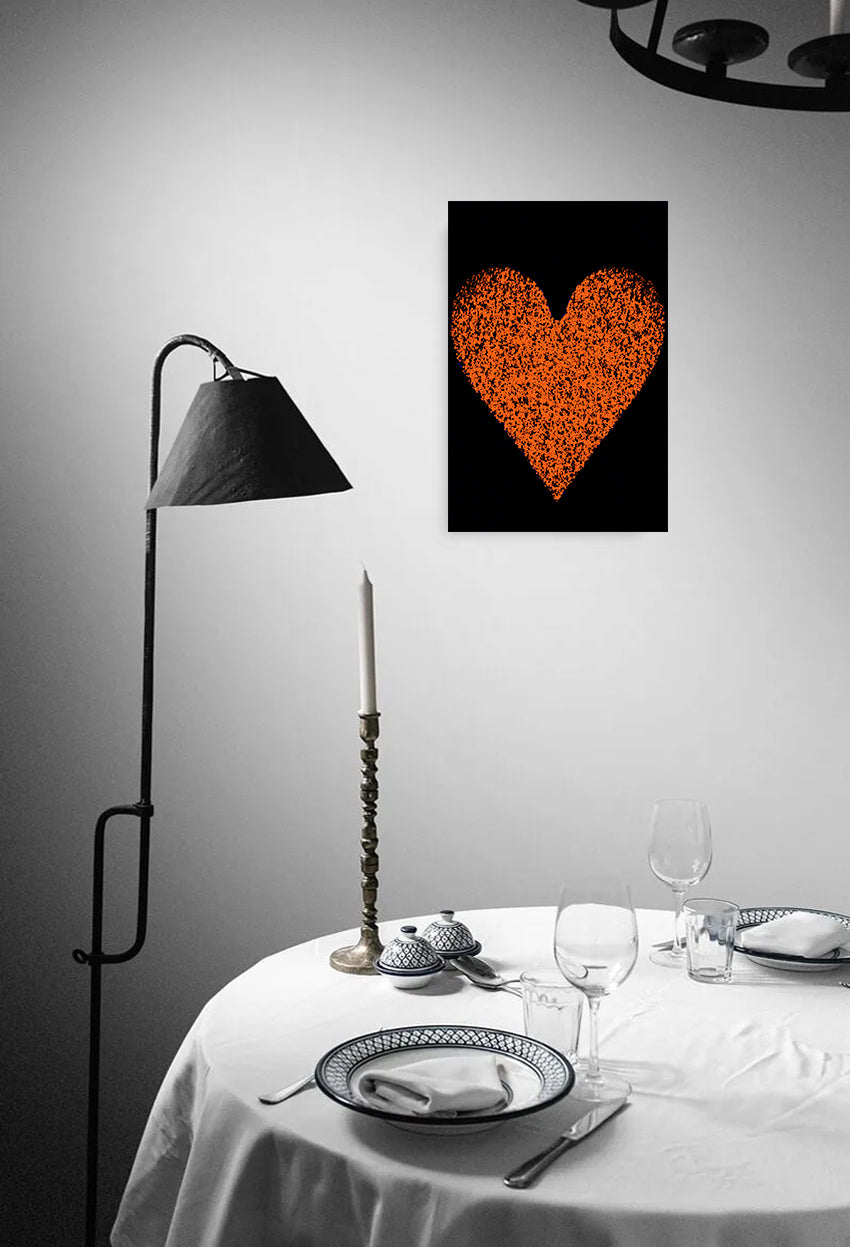 Black And Orange Heart Canvas