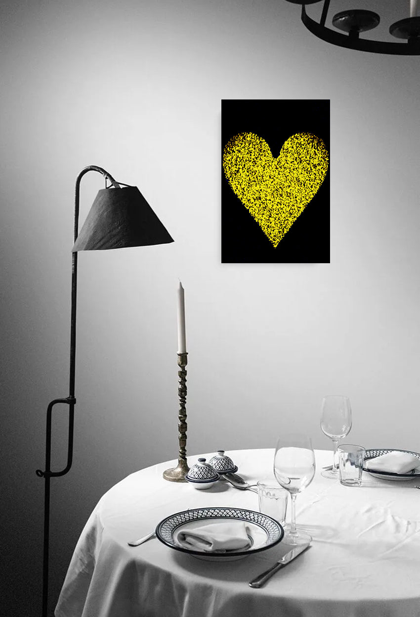 Black And Yellow Heart Canvas