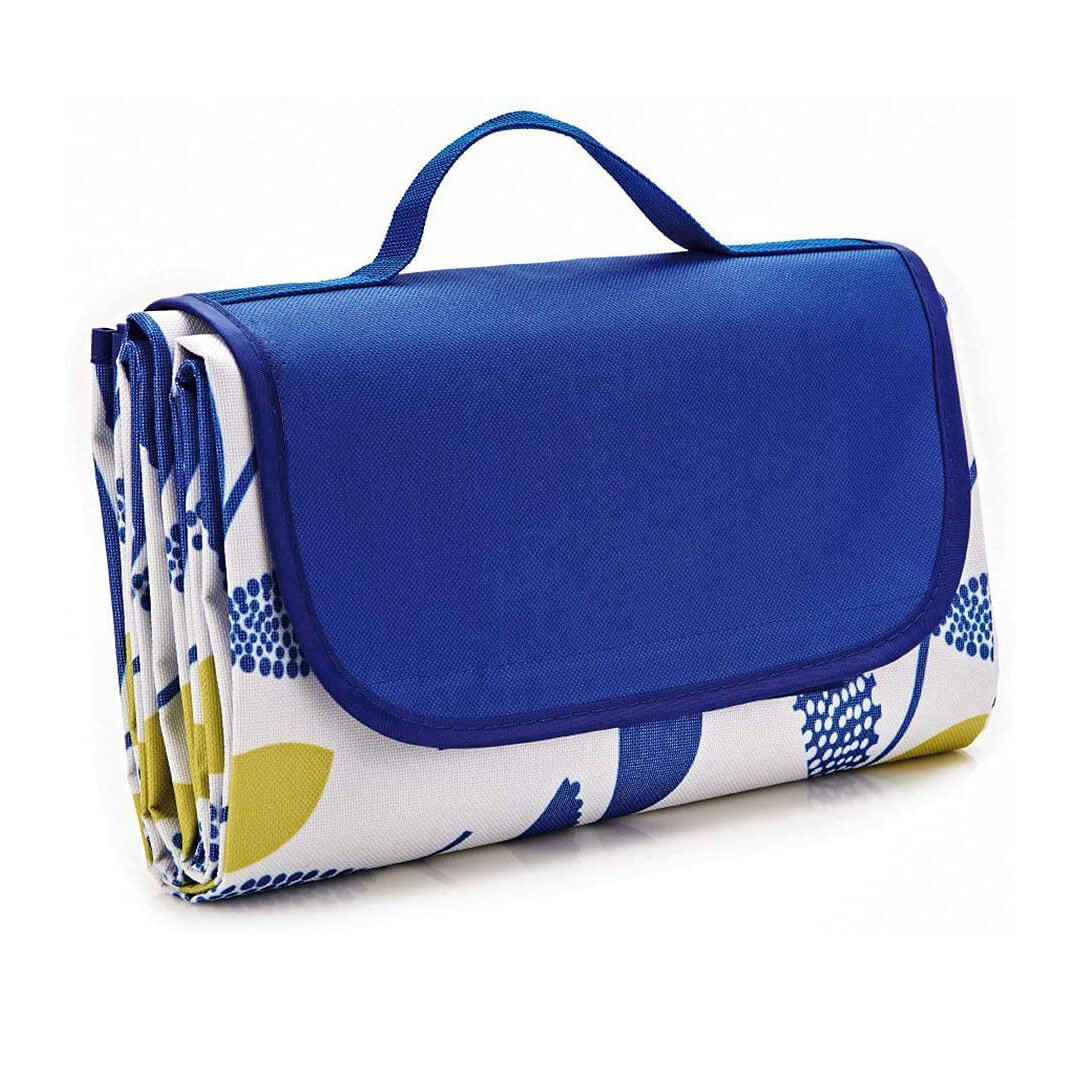 Waterproof Foldable Picnic/Beach Mat Navy Leaves