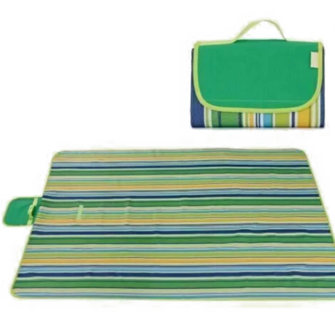 Waterproof Foldable Picnic/Beach Mat Green lines