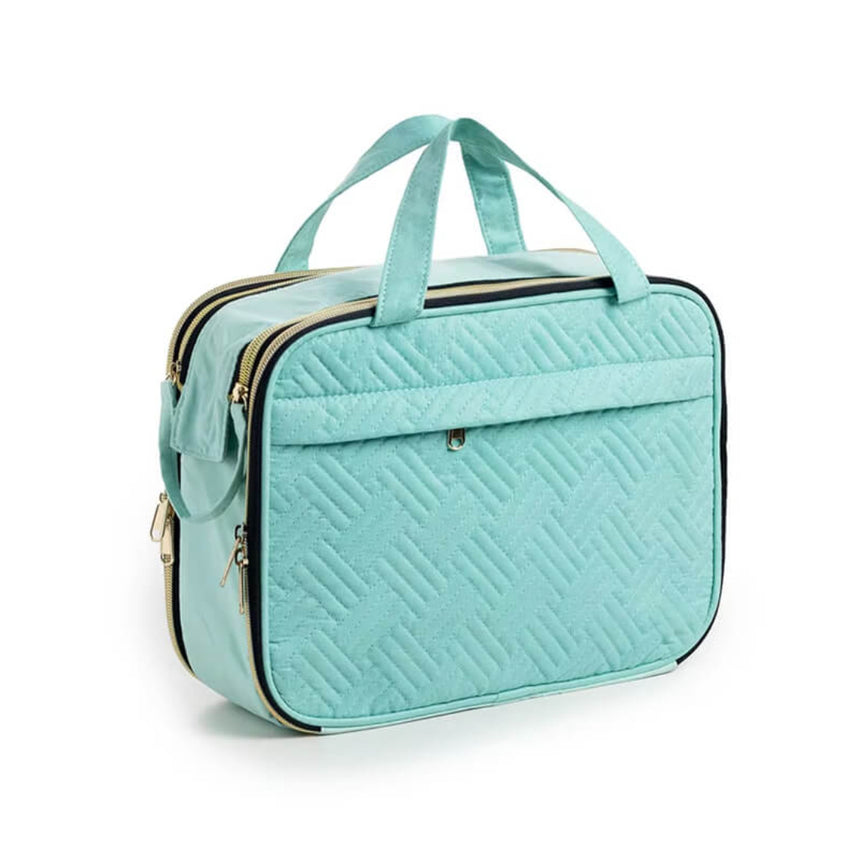 Multi-purpose travel cosmetics organizer bag, teal