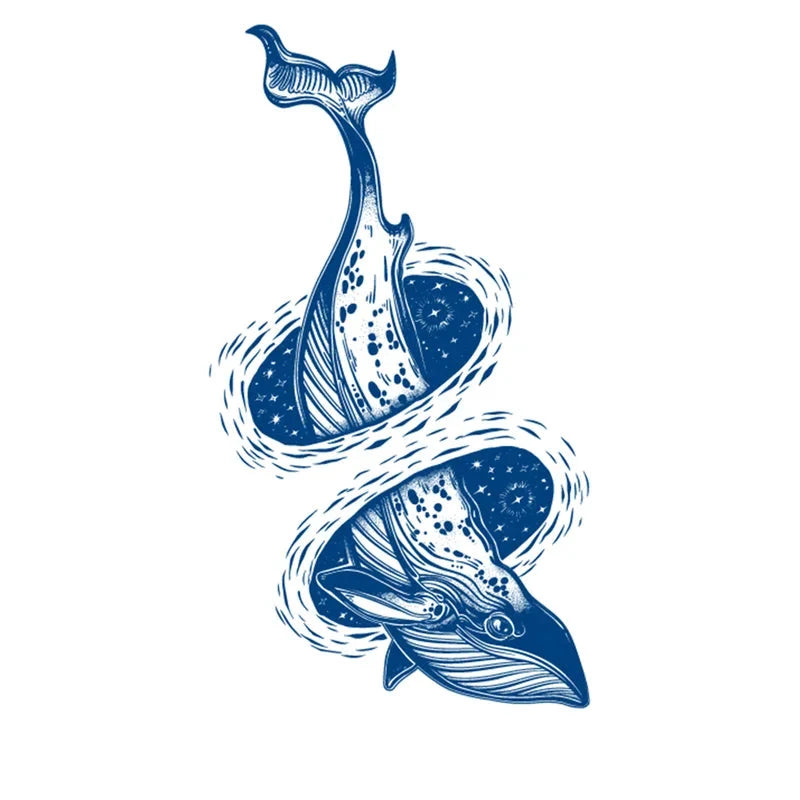 Whale Passing through Dimensions Semi-Permanent Jagua Tattoo