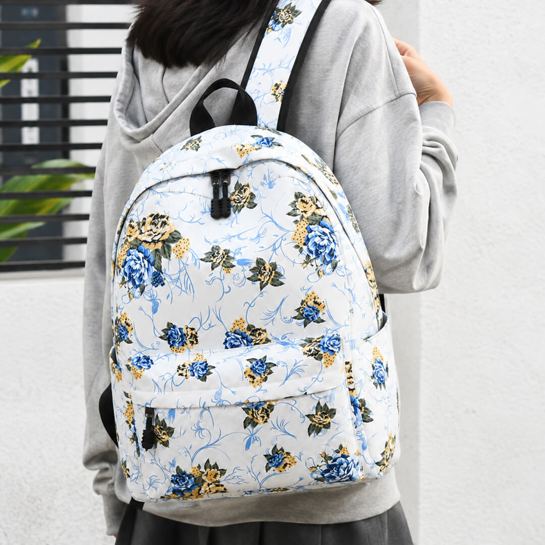 Vintage floral school backpack set for Grades 9 to 12