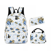 Vintage floral 3-piece backpack set for teen girls