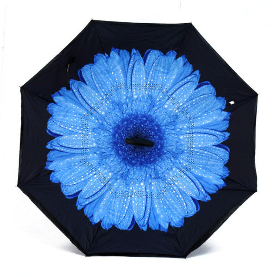 Windproof Reverse Double Layer C-Handle Flower Umbrella