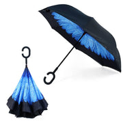Windproof Reverse Double Layer C-Handle Flower Umbrella