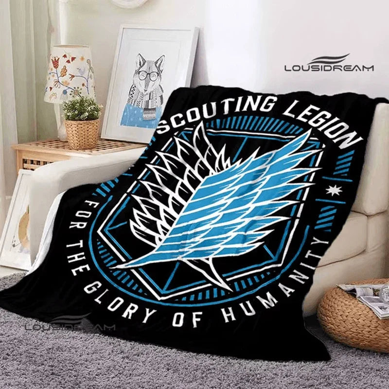 Cotton Large Blanket Attack on Titan Scouting Legion Survey Corps Logo Size 1.5m by 2m