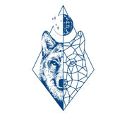 Wolf Semi-Polygon Dotted Art Semi-Permanent Jagua Tattoo