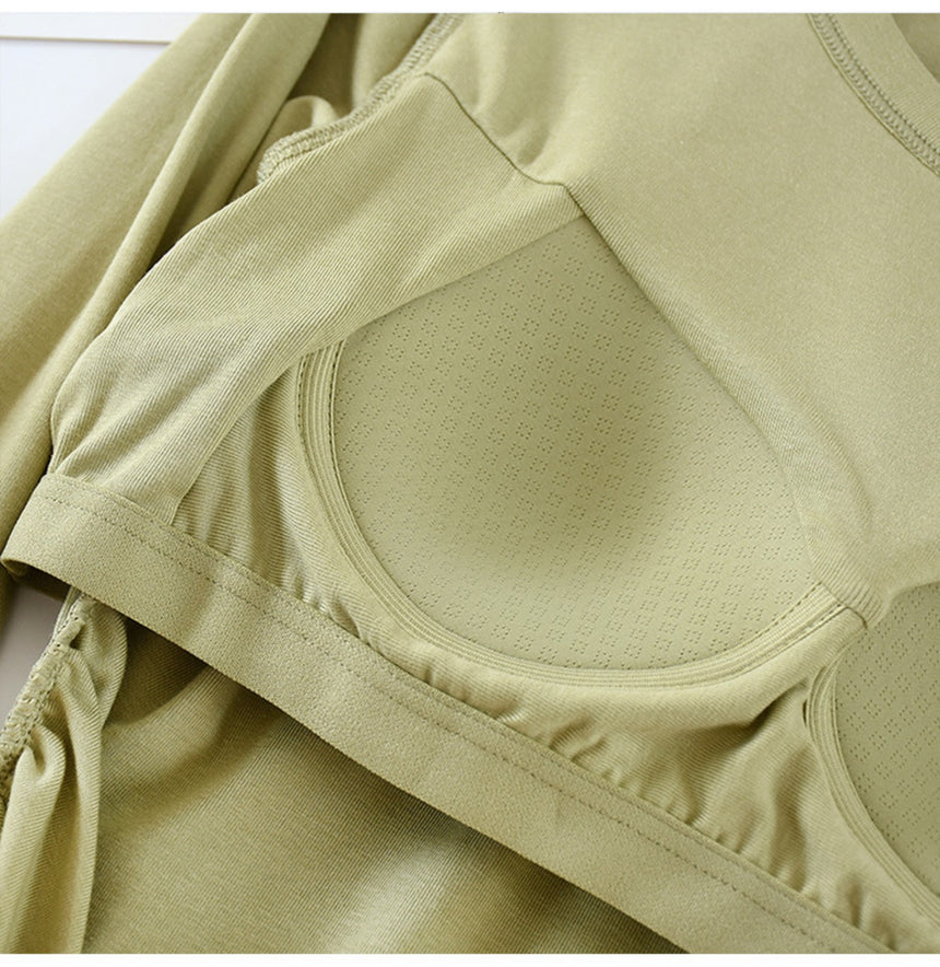 Close-up of breathable built-in bra cup lining
