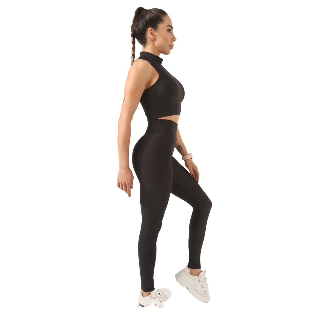 High Neck Sports Bra Black