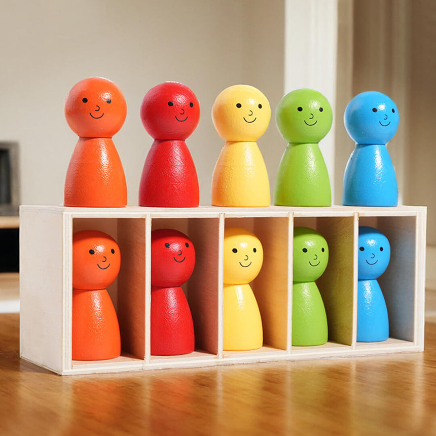 Wooden color sorting and matching game