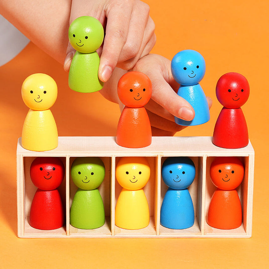 Wooden Montessori toy for color recognition and memory skills