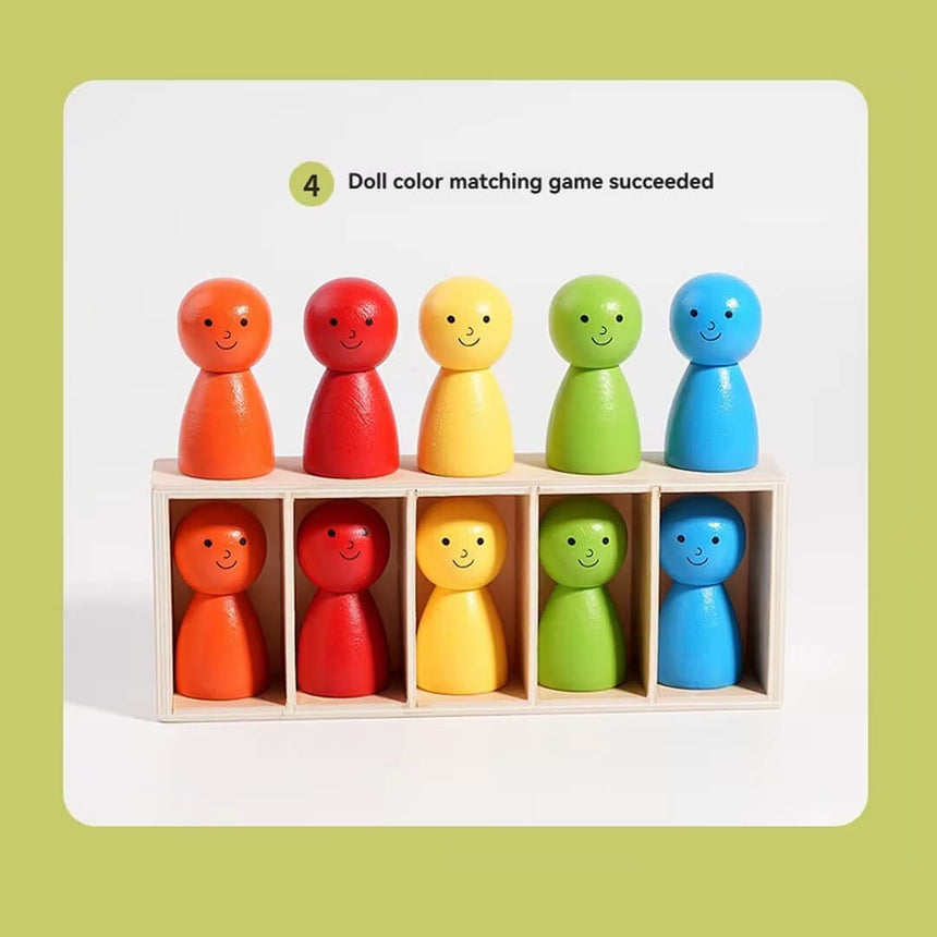 Wooden doll color matching game for kids and family