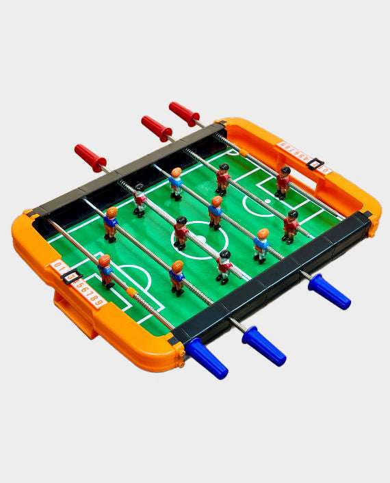 XC Toys tabletop soccer foosball game assembled angle view