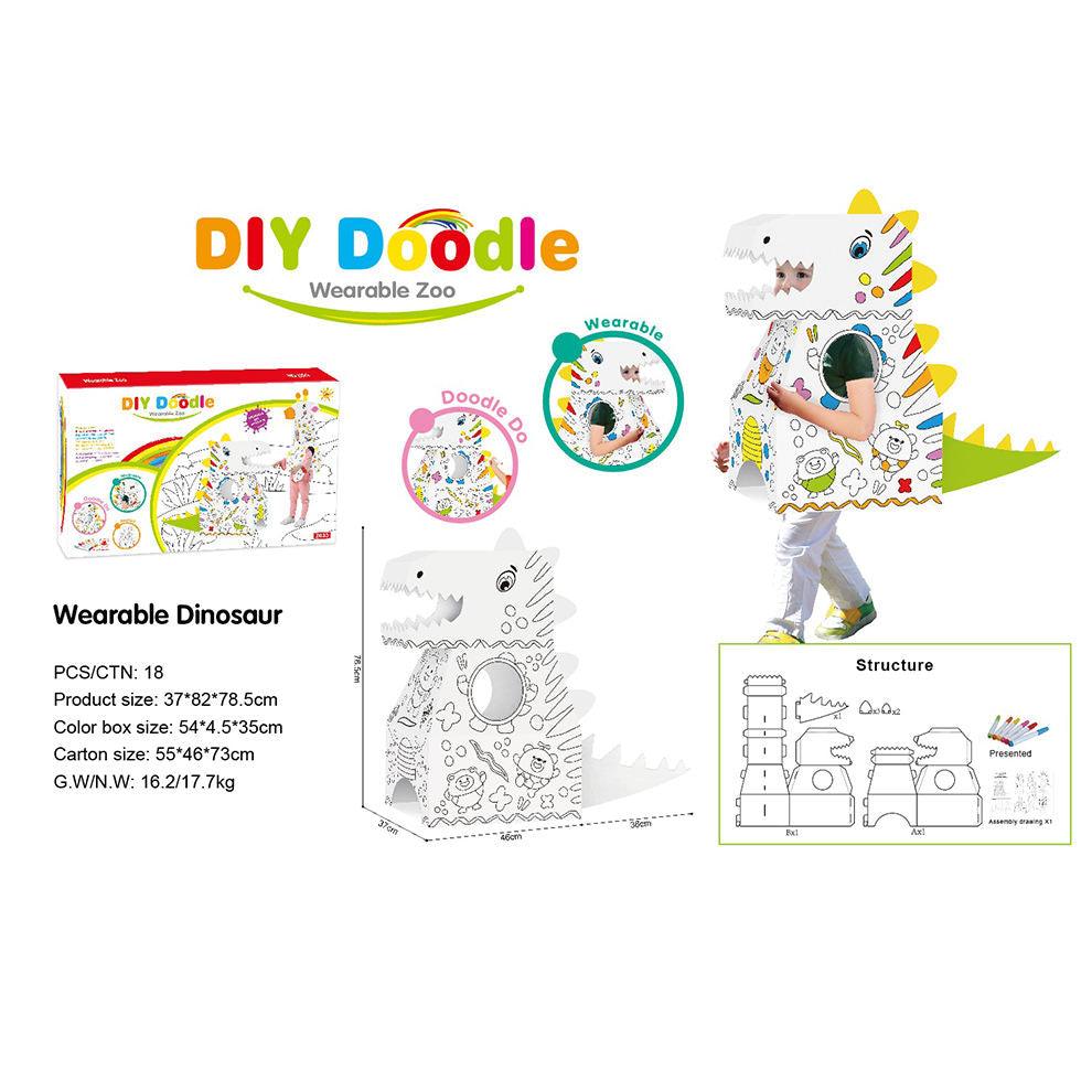 Wearable 3D Cardboard Dinosaur Doodle Coloring Set