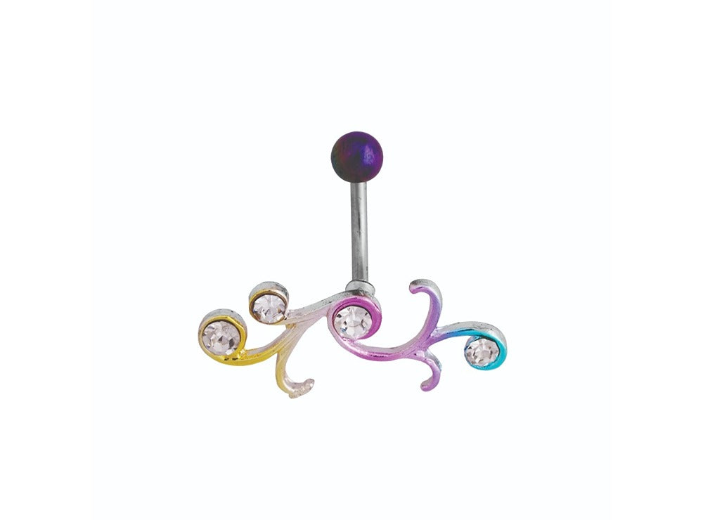 Medisept Stainless Steel Belly Pierce Jewelry Shape Tribal Rainbow