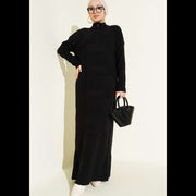 Half-Zip Ribbed Knit Dress