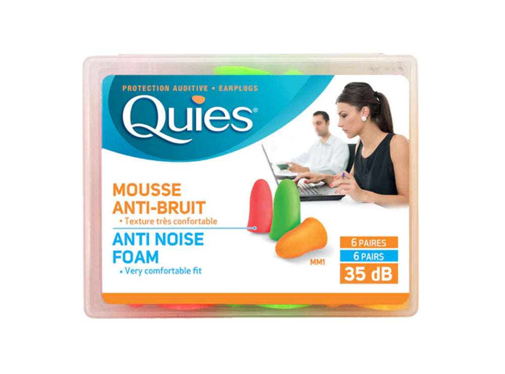 Quies Mousse Foam Earplugs Colored 6 Pairs