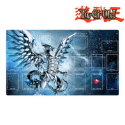 Yu-Gi-Oh! playmat with dragon design and branding on a white background