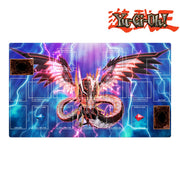 Yu-Gi-Oh! playmat with dragon design and branding on a white background