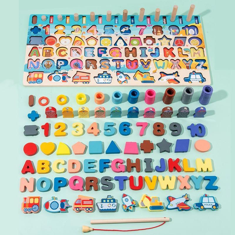 6-in-1 Wooden Educational Toddler Activity Board