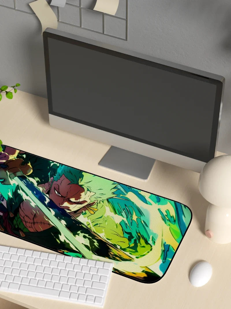 roronoa zoro one piece green mousepad size 70 by 30 cm